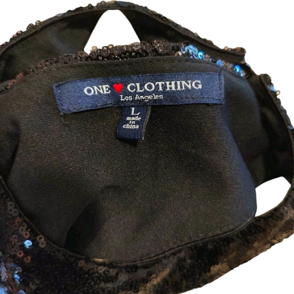 One Clothing Solid Black Sequin Halter Dress - image 3